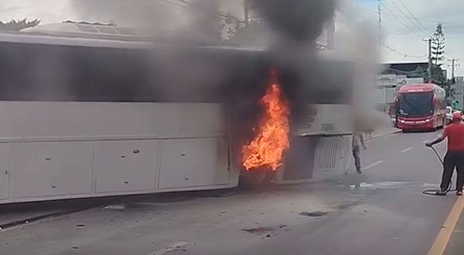 Autobús de Expreso Vegano se incendia al llegar desde Santo Domingo