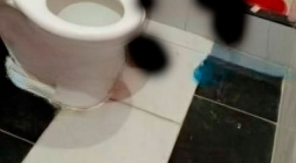 Dentro de un balde con agua
