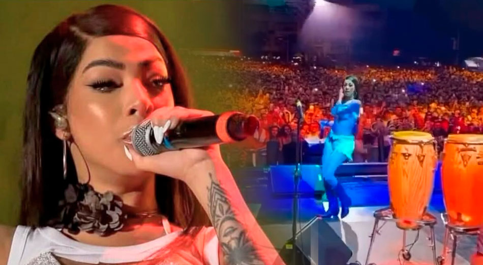 Yailín, durante su presentación en un evento musical realizado en Italia